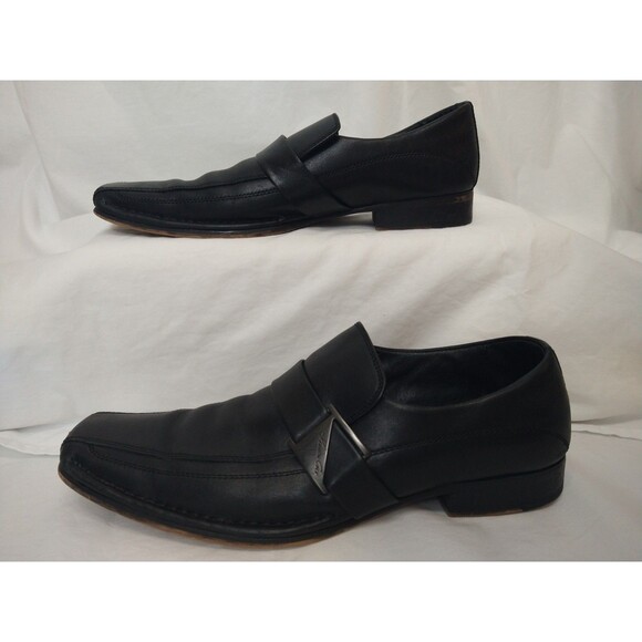 Kenneth Cole Size 8M Run Around Black Leather Slip On Dress Shoes Square Toe - Picture 5 of 11